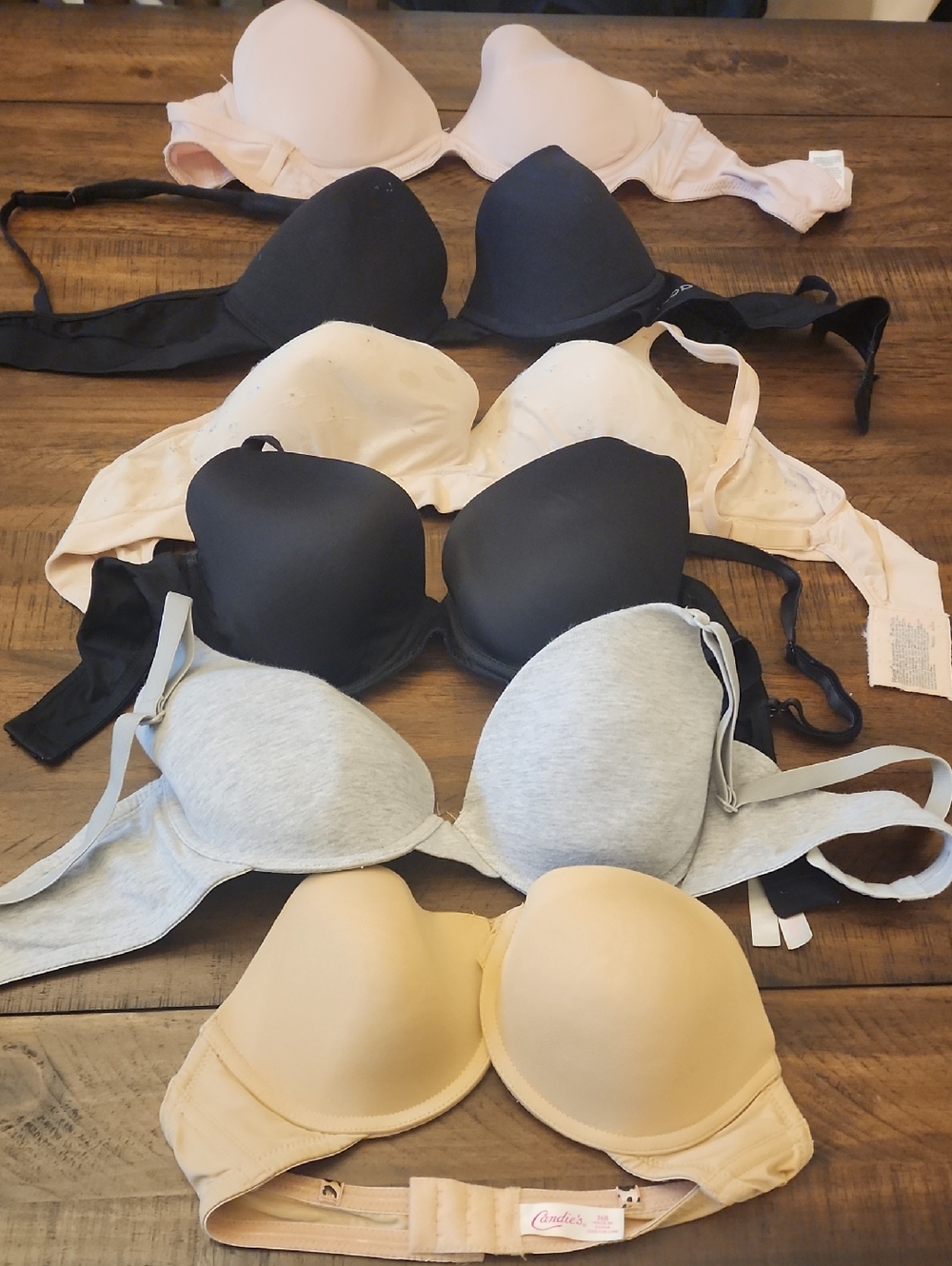 Candie's Assorted T-Shirt Bra Set in Black, Nude, Gray, Blush
